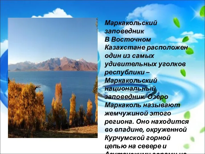 Маркакольский заповедник В Восточном Казахстане расположен один из самых удивительных уголков