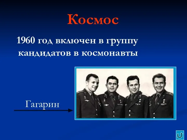 Космос 1960 год включен в группу кандидатов в космонавты Гагарин