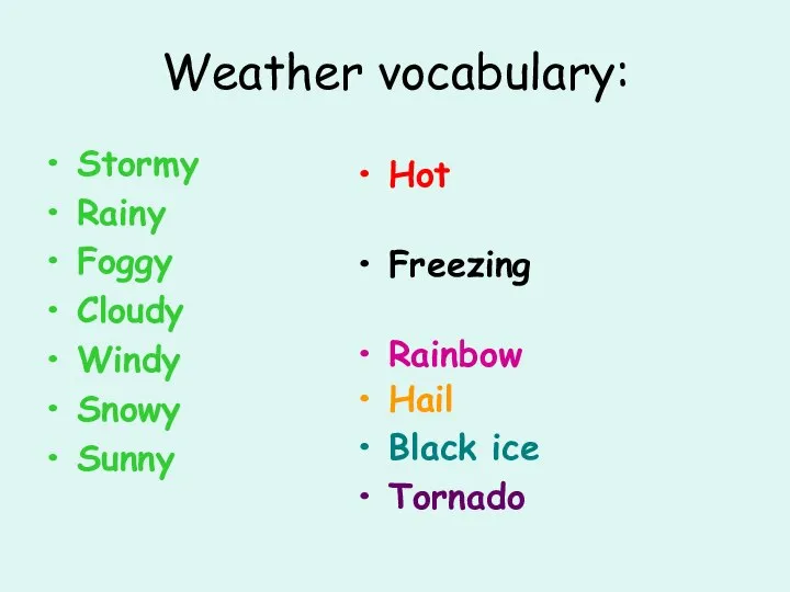 Weather vocabulary