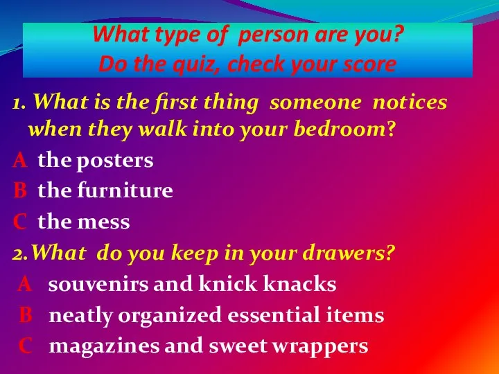 What type of person are you? Do the quiz, check your