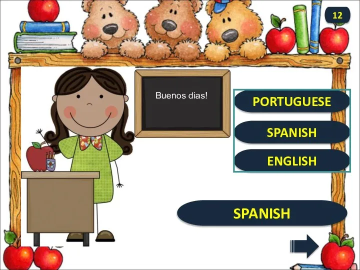 SPANISH SPANISH 12 PORTUGUESE ENGLISH Buenos dias!