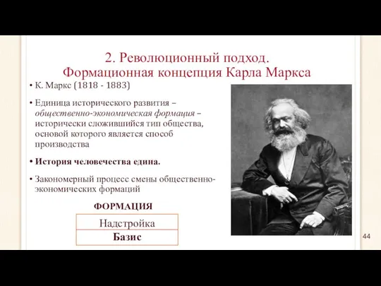 2. Революционный подход. Формационная концепция Карла Маркса К. Маркс (1818 -