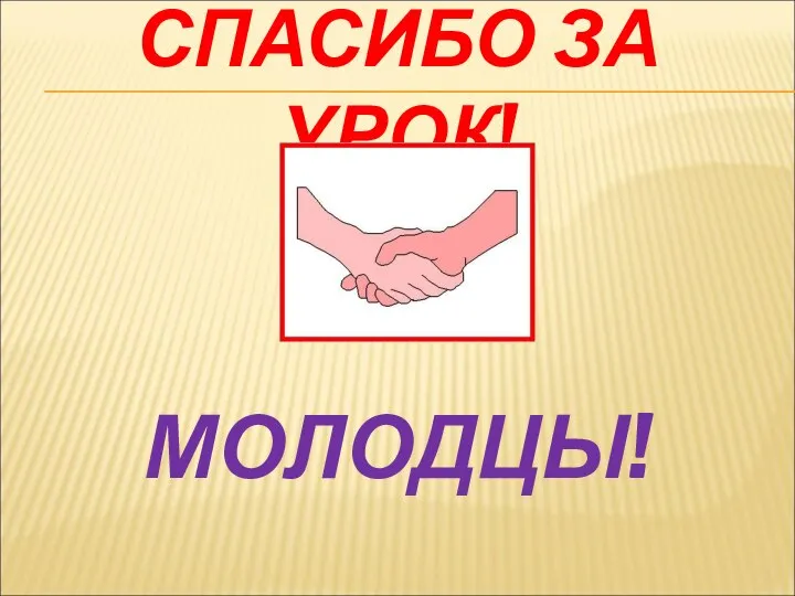 СПАСИБО ЗА УРОК! МОЛОДЦЫ!