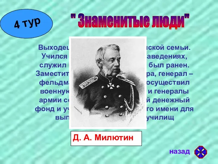 " Знаменитые люди" назад Выходец из небогатой дворянской семьи. Учился в