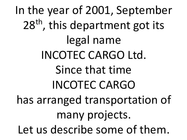 In the year of 2001, September 28th, this department got its