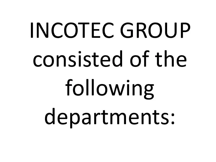INCOTEC GROUP consisted of the following departments: