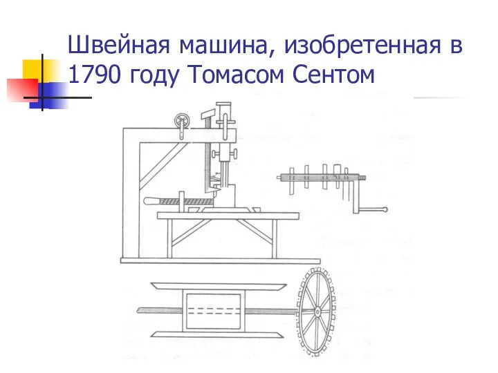 Швейная машина, изобретенная в 1790 году Томасом Сентом