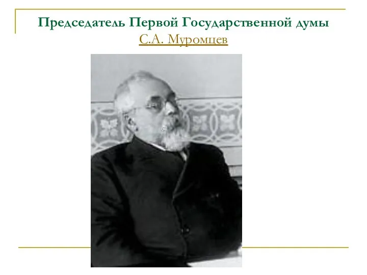 Председатель Первой Государственной думы С.А. Муромцев Ф С. А. Муромцев, председатель I Государственной думы