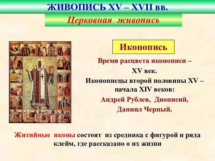 Время расцвета иконописи – XV век. Иконописцы второй половины XV –