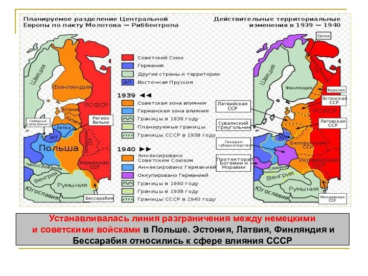 Устанавливалась линия разграничения между немецкими и советскими войсками в Польше. Эстония,