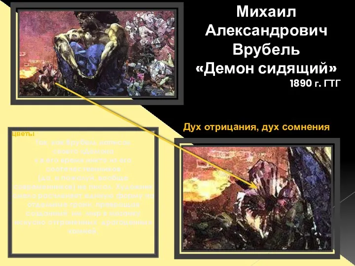 Михаил Александрович Врубель «Демон сидящий» 1890 г. ГТГ цветы Так, как