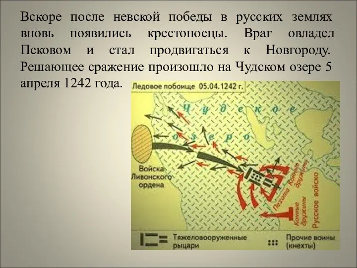 Вскоре после невской победы в русских землях вновь появились крестоносцы. Враг