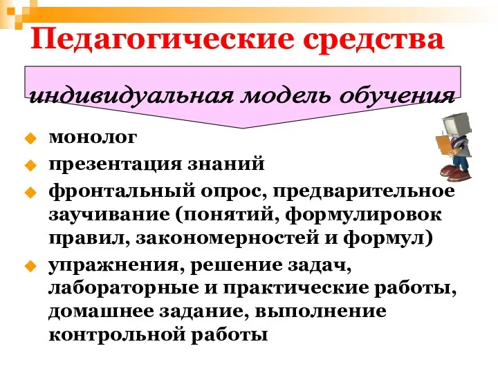 Педагогические средства монолог презентация знаний фронтальный опрос, предварительное заучивание (понятий, формулировок