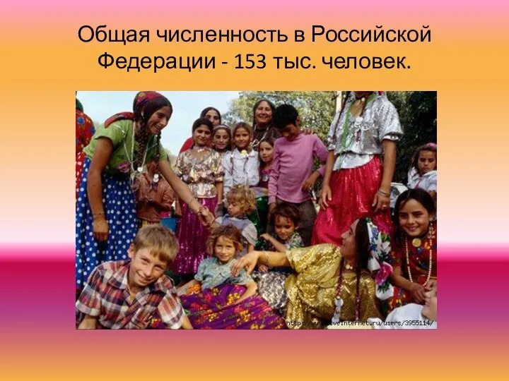 Общая численность в Российской Федерации - 153 тыс. человек.