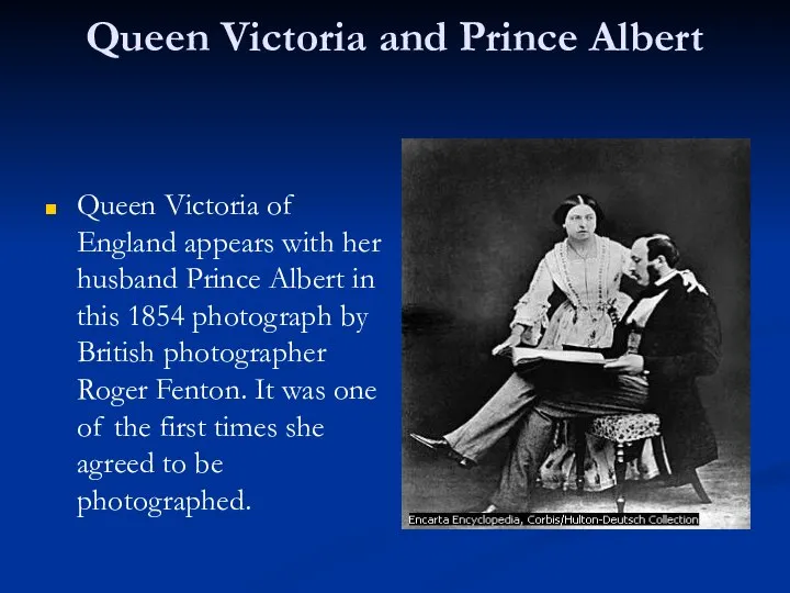 Queen Victoria and Prince Albert Queen Victoria of England appears with