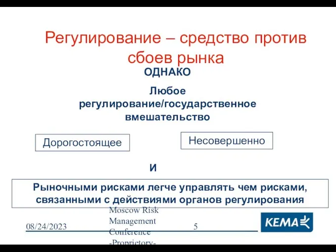 08/24/2023 Moscow Risk Management Conference -Proprietory- Регулирование – средство против сбоев