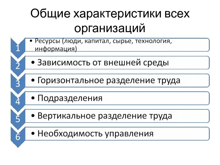 Общие характеристики всех организаций