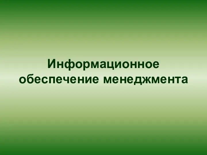 Информационное обеспечение менеджмента