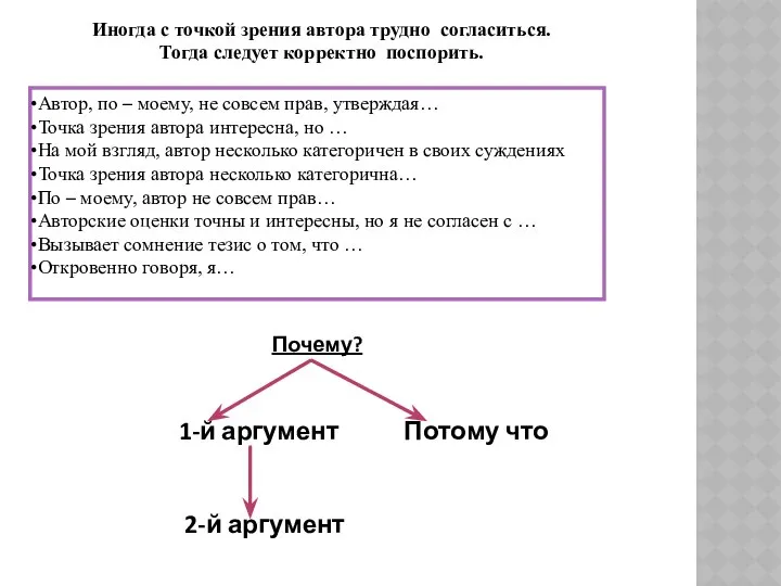 Автор, по – моему, не совсем прав, утверждая… Точка зрения автора