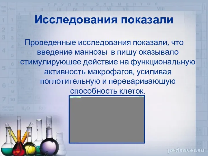 Исследования показали Проведенные исследования показали, что введение маннозы в пищу оказывало