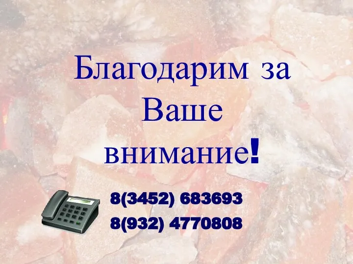 Благодарим за Ваше внимание! 8(932) 4770808 8(3452) 683693