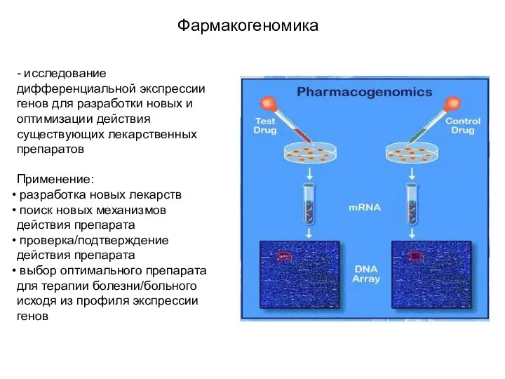 Фармакогеномика - исследование дифференциальной экспрессии генов для разработки новых и оптимизации