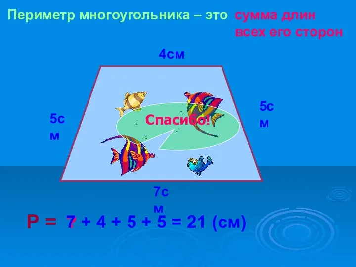 4см 5см 5см 7см Р = Периметр многоугольника – это сумма