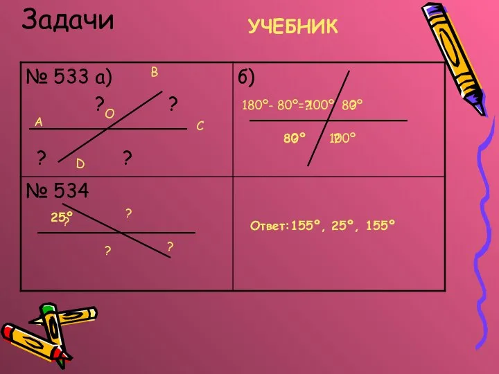 Задачи УЧЕБНИК А О В С D 80º ? ? ?