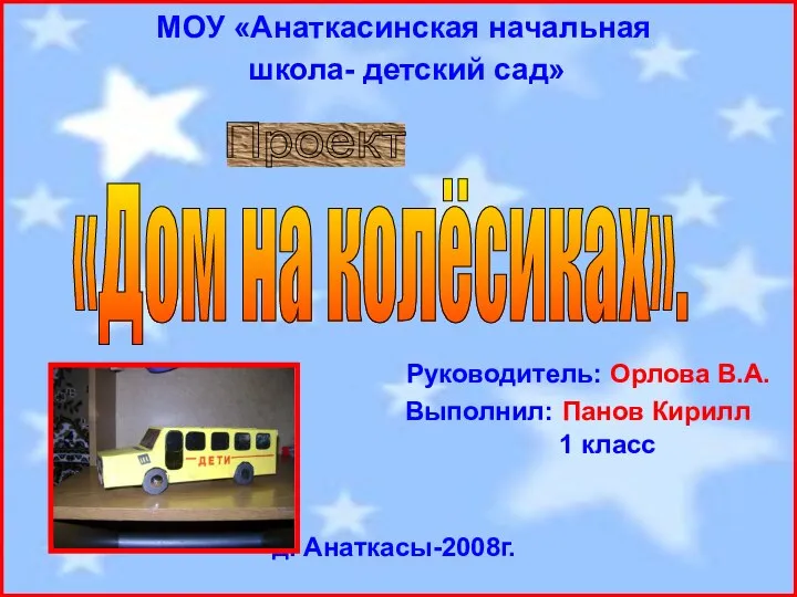 МОУ «Анаткасинская начальная школа- детский сад» Руководитель: Орлова В.А. Выполнил: Панов