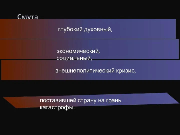 глубокий духовный, экономический, социальный, внешнеполитический кризис, поставившей страну на грань катастрофы.