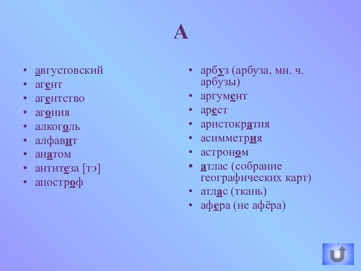 А августовский агент агентство агония алкоголь алфавит анатом антитеза [тэ] апостроф