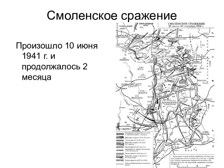 Смоленское сражение Произошло 10 июня 1941 г. и продолжалось 2 месяца