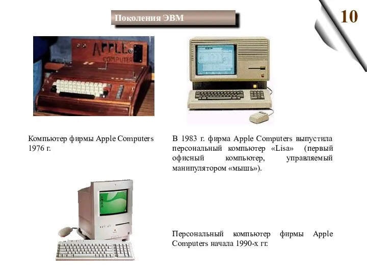 В 1983 г. фирма Apple Computers выпустила персональный компьютер «Lisa» (первый