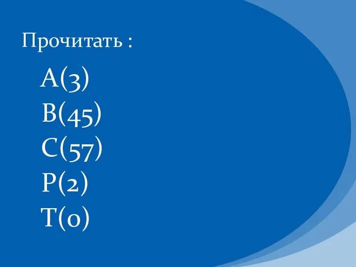 А(3) В(45) С(57) Р(2) Т(0) Прочитать :