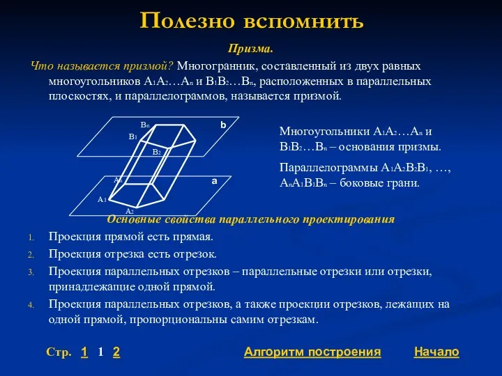 Полезно вспомнить Призма. Что называется призмой? Многогранник, составленный из двух равных