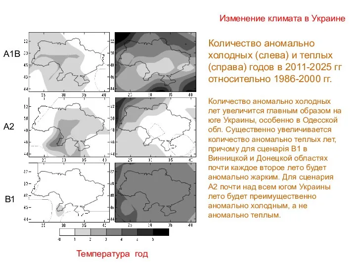 Изменение климата в Украине Температура год Количество аномально холодных (слева) и