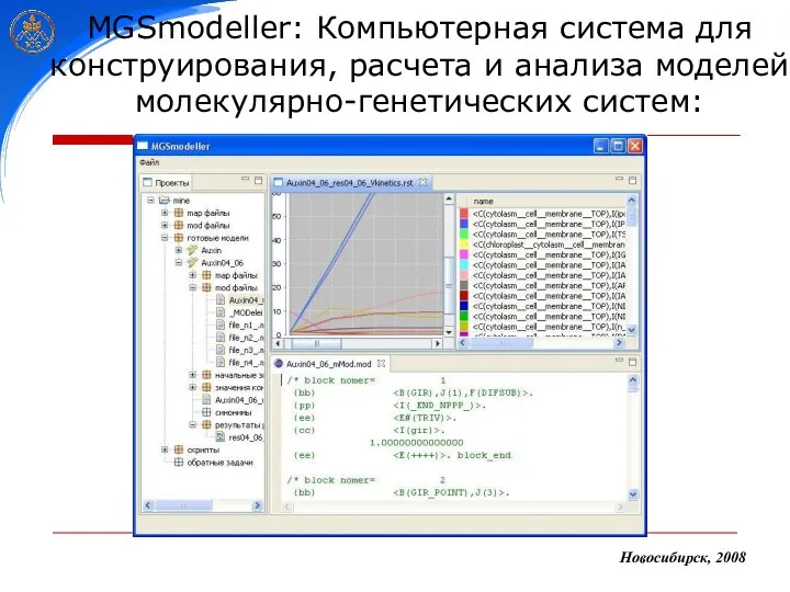 MGSmodeller: Компьютерная система для конструирования, расчета и анализа моделей молекулярно-генетических систем: Новосибирск, 2008