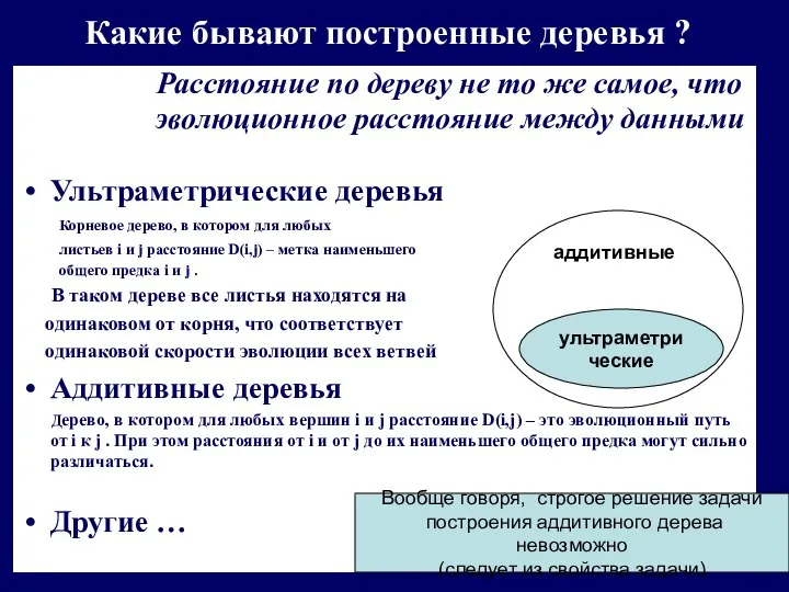 Какие бывают построенные деревья ? Расстояние по дереву не то же