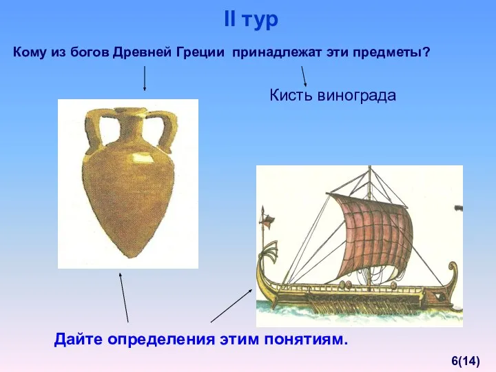 Кому из богов Древней Греции принадлежат эти предметы? Кисть винограда Дайте