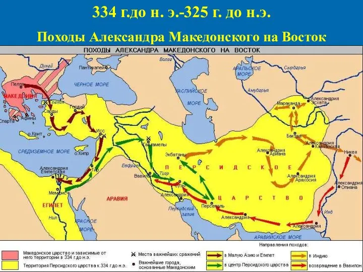 334 г.до н. э.-325 г. до н.э. Походы Александра Македонского на Восток