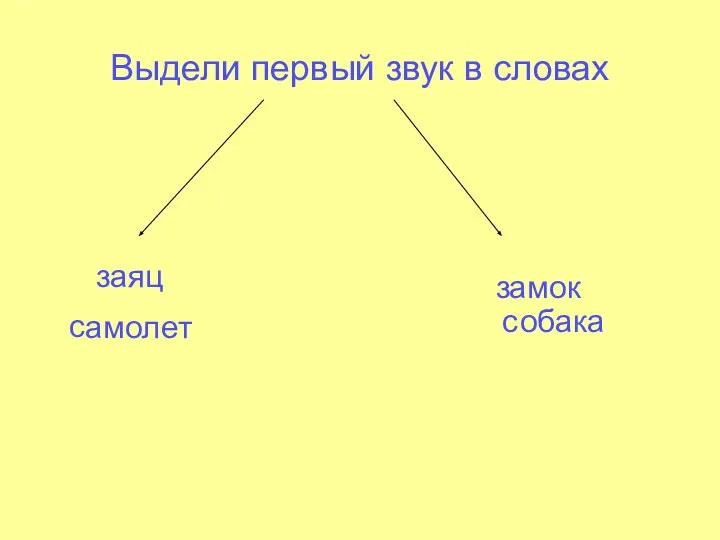 Выдели первый звук в словах с з аяц амолет с обака амок з