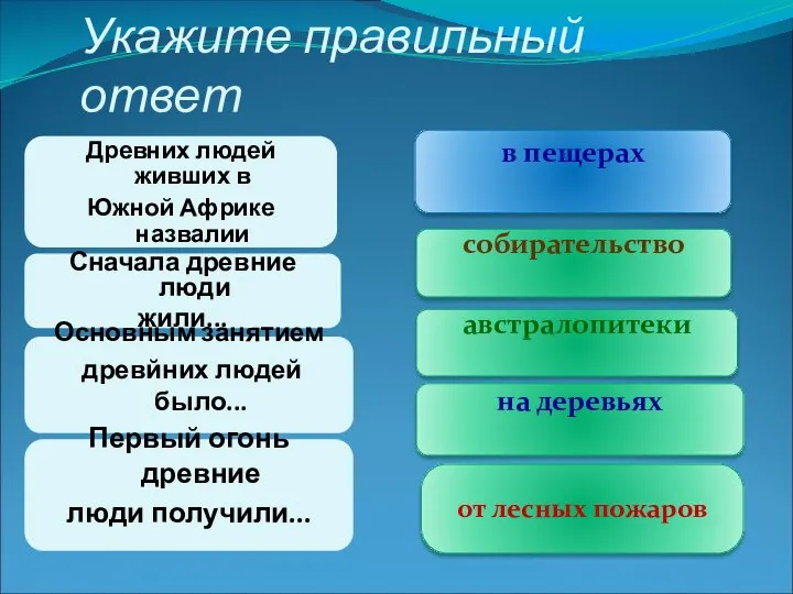 Древних людей живших в Южной Африке назвалии Сначала древние люди жили...