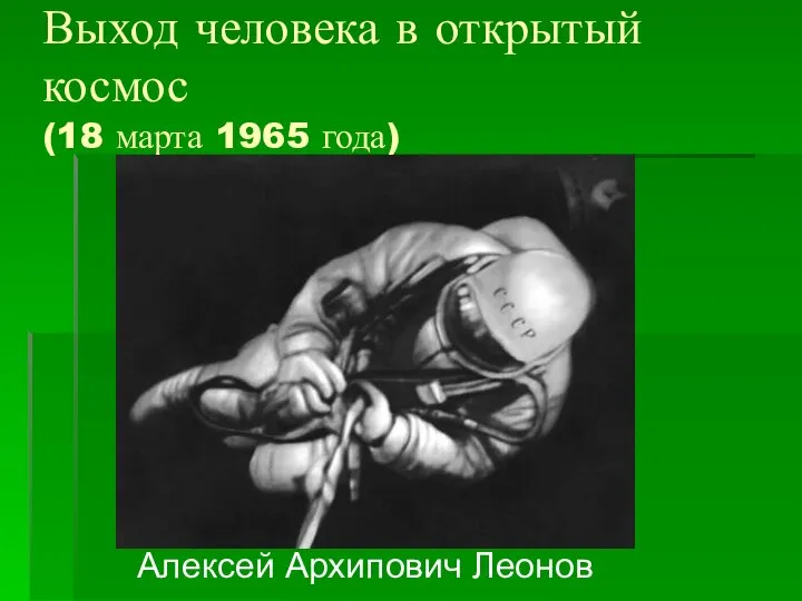 Выход человека в открытый космос (18 марта 1965 года) Алексей Архипович Леонов