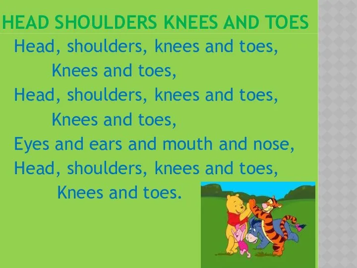 Head Shoulders knees and toes Head, shoulders, knees and toes, Knees