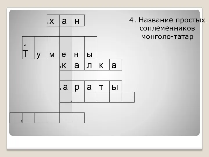 4. Название простых соплеменников монголо-татар