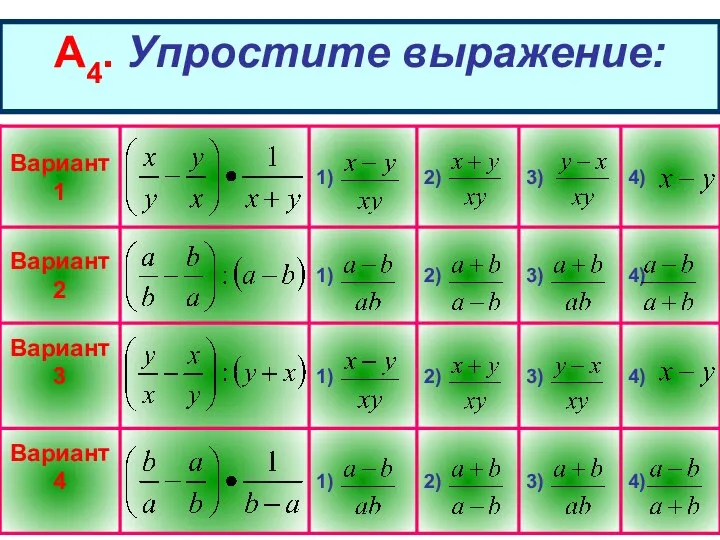 А4. Упростите выражение: