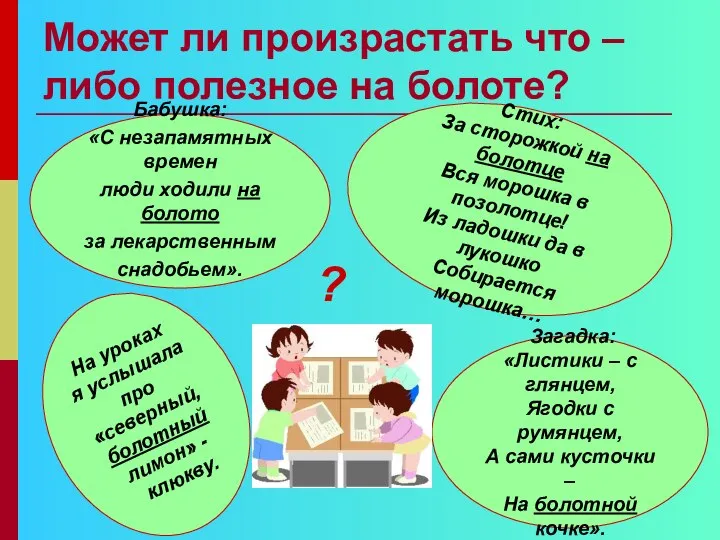 Может ли произрастать что – либо полезное на болоте? На уроках