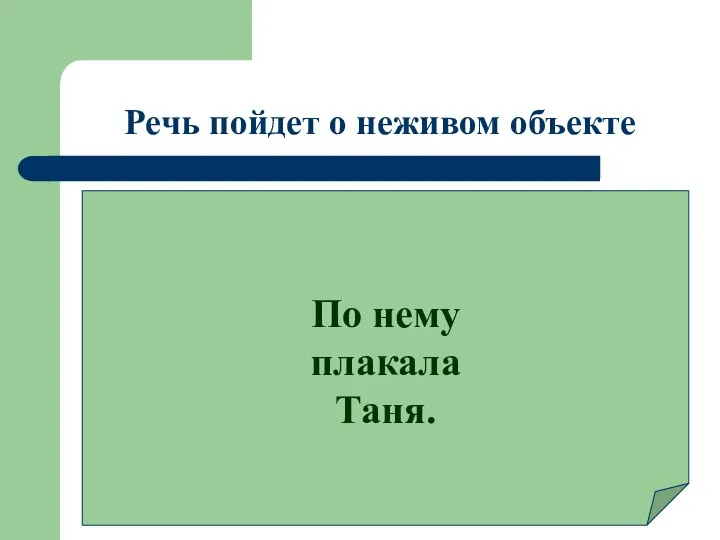 Речь пойдет о неживом объекте По нему плакала Таня.