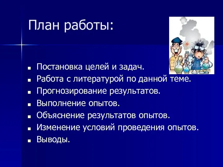 План работы: Постановка целей и задач. Работа с литературой по данной