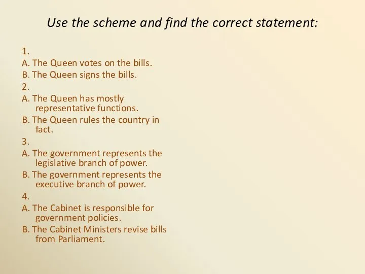 Use the scheme and find the correct statement: 1. A. The